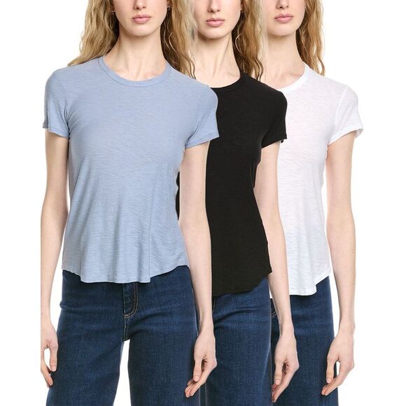 James Perse Tops - James Perse Womens 3Pk Crew Shirt, Black